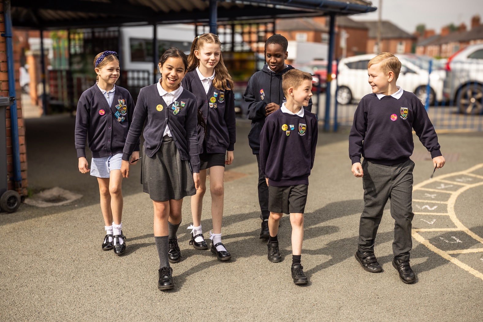 A group of pupils walking to school