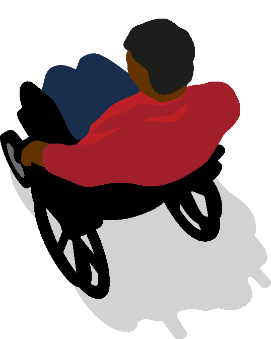 A graphic of a wheelchair user