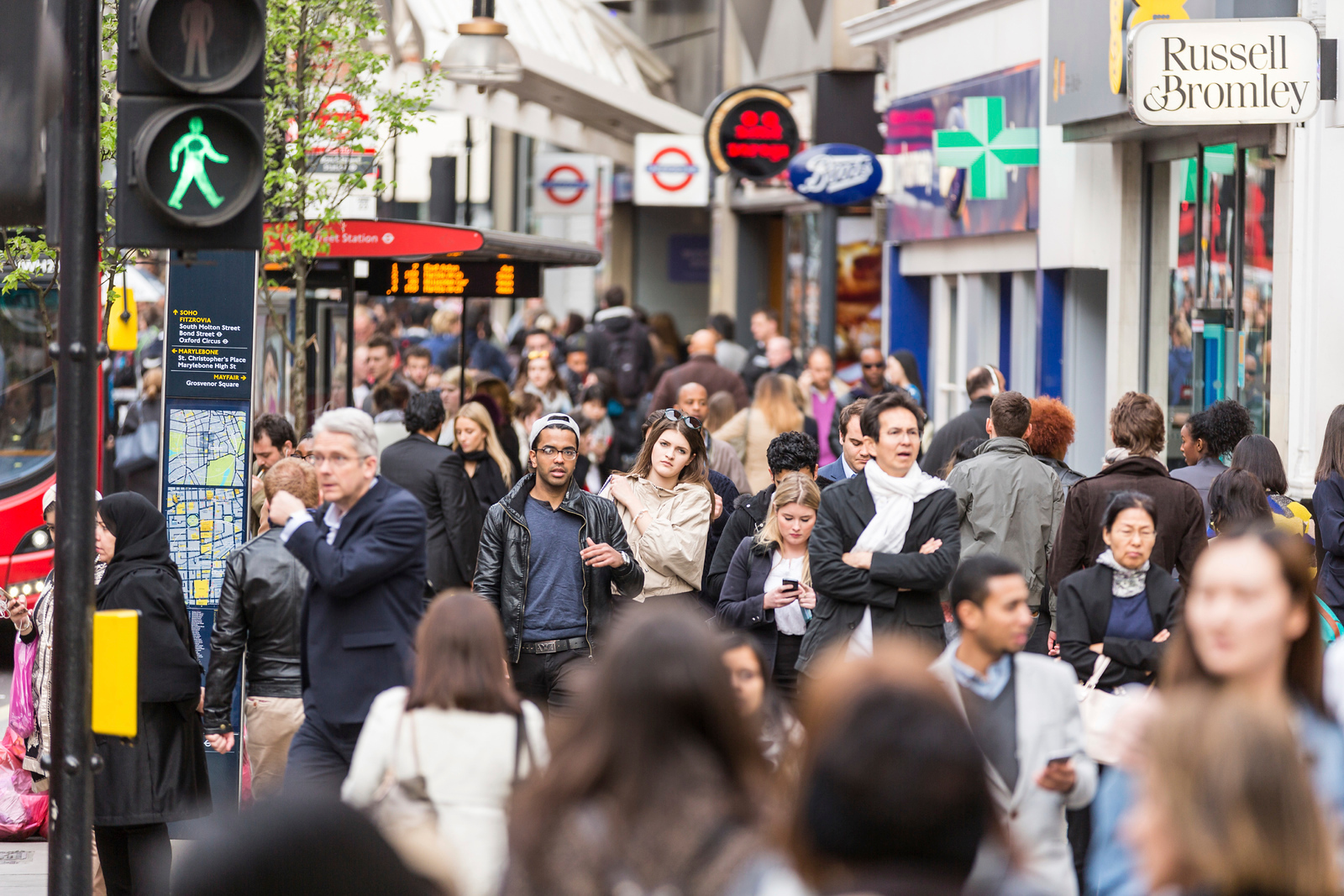 An image of a crowded Oxford Street